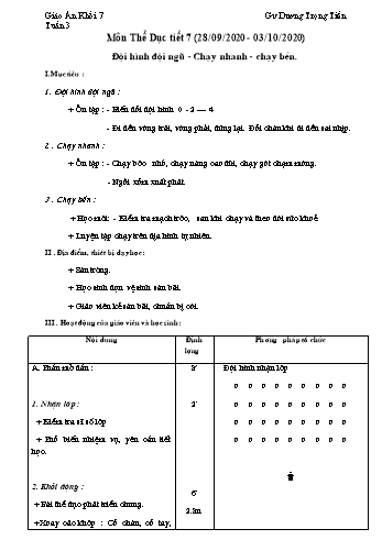 Giáo án Thể dục Khối 7 - Tuần 3 - Dương Trọng Tiến - Năm học 2020-2021
