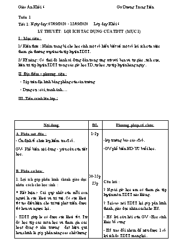 Giáo án Thể dục Lớp 6 - Tuần 1 - Dương Trọng Tiến - Năm học 2020-2021