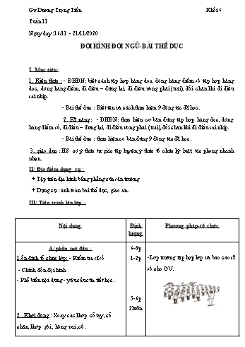 Giáo án Thể dục Lớp 6 - Tuần 11 - Dương Trọng Tiến - Năm học 2020-2021