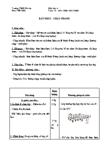 Giáo án Thể dục Lớp 6 - Tuần 13 - Trường THCS Phú Lợi - Năm học 2020-2021