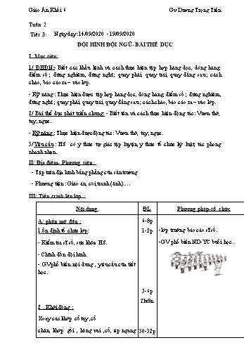 Giáo án Thể dục Lớp 6 - Tuần 2 - Dương Trọng Tiến - Năm học 2020-2021