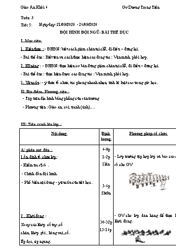 Giáo án Thể dục Lớp 6 - Tuần 3 - Dương Trọng Tiến - Năm học 2020-2021