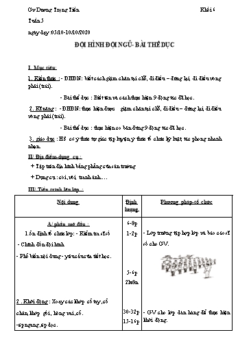 Giáo án Thể dục Lớp 6 - Tuần 5 - Dương Trọng Tiến - Năm học 2020-2021