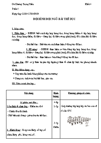 Giáo án Thể dục Lớp 6 - Tuần 6 - Dương Trọng Tiến - Năm học 2020-2021