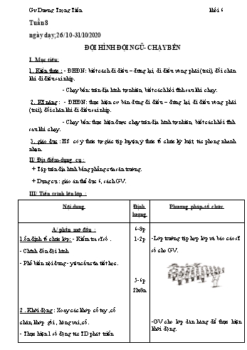 Giáo án Thể dục Lớp 6 - Tuần 8 - Dương Trọng Tiến - Năm học 2020-2021