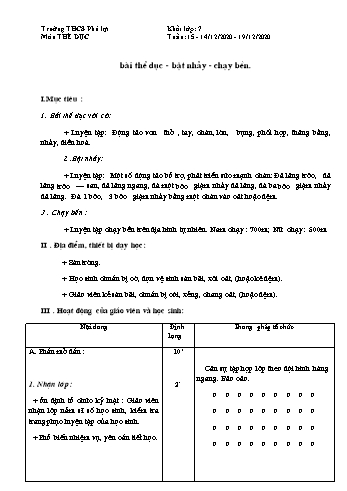 Giáo án Thể dục Lớp 7 - Tuần 15 - Trường THCS Phú Lợi - Năm học 2020-2021
