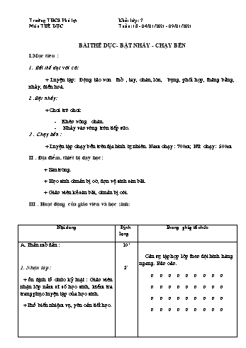 Giáo án Thể dục Lớp 7 - Tuần 18 - Trường THCS Phú Lợi - Năm học 2020-2021