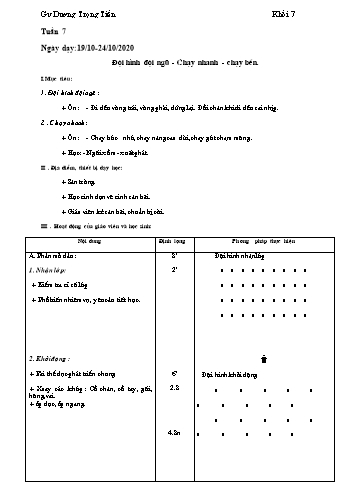 Giáo án Thể dục Lớp 7 - Tuần 7 - Dương Trọng Tiến - Năm học 2020-2021