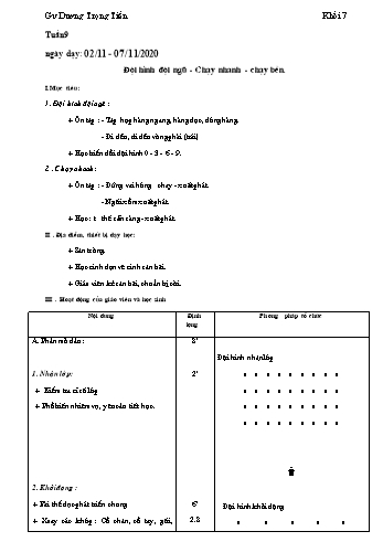 Giáo án Thể dục Lớp 7 - Tuần 9 - Dương Trọng Tiến - Năm học 2020-2021