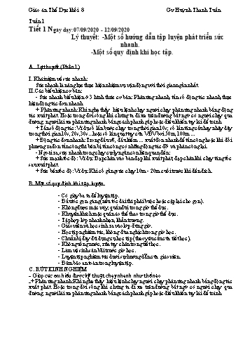 Giáo án Thể dục Lớp 8 - Tuần 1 - Huỳnh Thanh Tuấn - Năm học 2020-2021