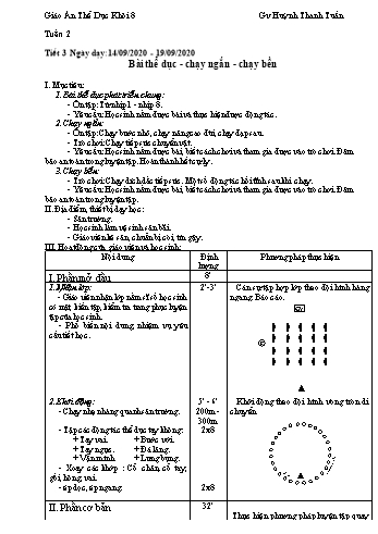 Giáo án Thể dục Lớp 8 - Tuần 2 - Huỳnh Thanh Tuấn - Năm học 2020-2021