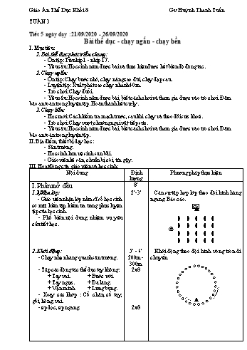 Giáo án Thể dục Lớp 8 - Tuần 3 - Huỳnh Thanh Tuấn - Năm học 2020-2021