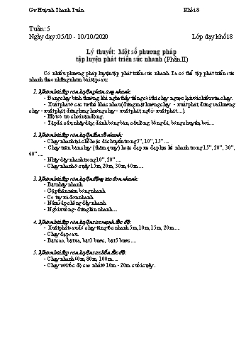Giáo án Thể dục Lớp 8 - Tuần 5 - Huỳnh Thanh Tuấn - Năm học 2020-2021