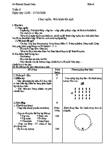 Giáo án Thể dục Lớp 8 - Tuần 6 - Huỳnh Thanh Tuấn - Năm học 2020-2021