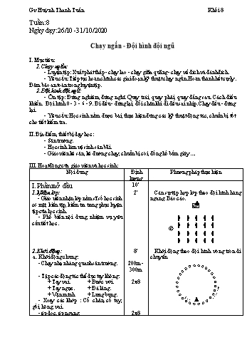 Giáo án Thể dục Lớp 8 - Tuần 8 - Huỳnh Thanh Tuấn - Năm học 2020-2021