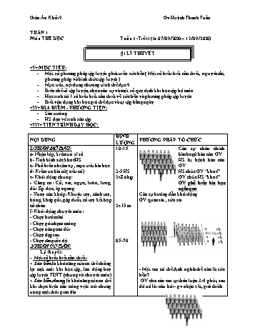 Giáo án Thể dục Lớp 9 - Tuần 1 - Huỳnh Thanh Tuấn - Năm học 2020-2021