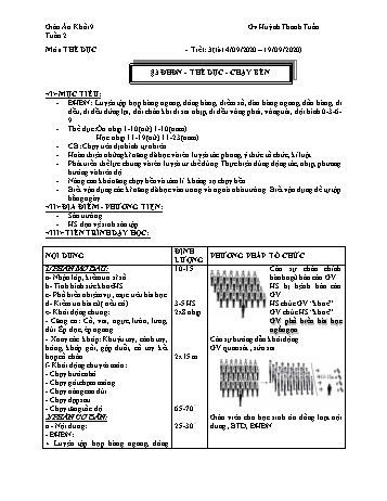 Giáo án Thể dục Lớp 9 - Tuần 2 - Huỳnh Thanh Tuấn - Năm học 2020-2021