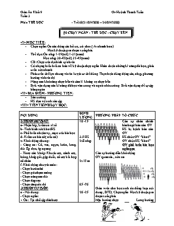 Giáo án Thể dục Lớp 9 - Tuần 3 - Huỳnh Thanh Tuấn - Năm học 2020-2021