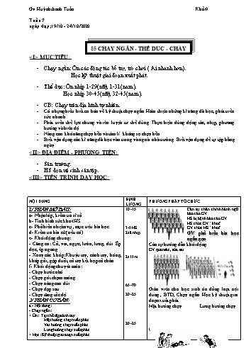 Giáo án Thể dục Lớp 9 - Tuần 7 - Huỳnh Thanh Tuấn - Năm học 2020-2021