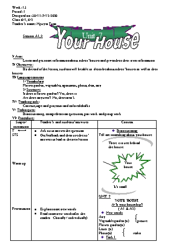 Giáo án Tiếng Anh Lớp 6 - Tuần 13 - Nguyễn Tuấn - Năm học 2020-2021