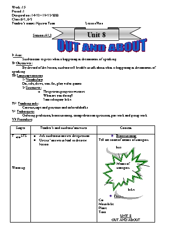Giáo án Tiếng Anh Lớp 6 - Tuần 15 - Nguyễn Tuấn - Năm học 2020-2021