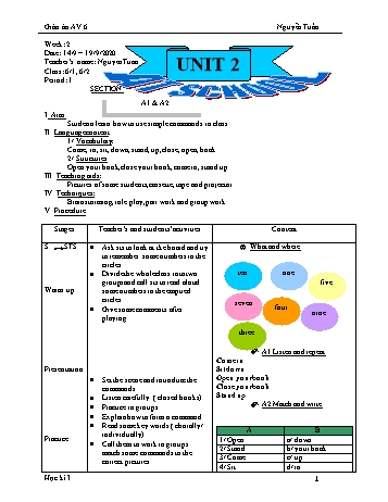 Giáo án Tiếng Anh Lớp 6 - Tuần 2 - Nguyễn Tuấn - Năm học 2020-2021