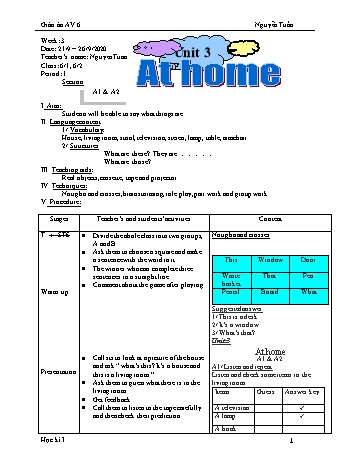 Giáo án Tiếng Anh Lớp 6 - Tuần 3 - Nguyễn Tuấn - Năm học 2020-2021