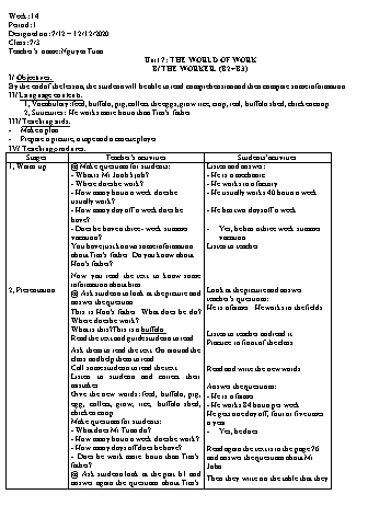 Giáo án Tiếng Anh Lớp 7 - Tuần 14 - Nguyễn Tuấn - Năm học 2020-2021