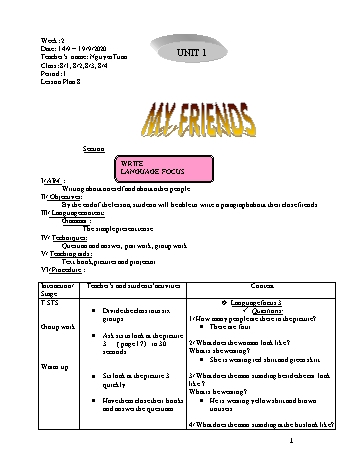 Giáo án Tiếng Anh Lớp 8 - Tuần 2 - Năm học 2020-2021