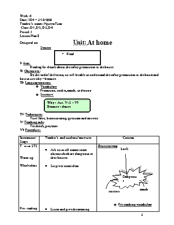 Giáo án Tiếng Anh Lớp 8 - Tuần 4 - Năm học 2020-2021
