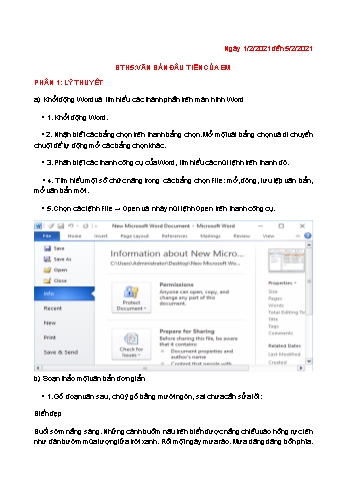 Giáo án Tin học Lớp 6 - Bài thực hành 5: Văn bản đầu tiên của em