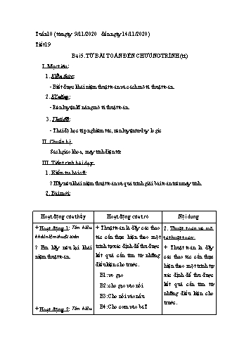 Giáo án Tin học Lớp 8 - Tuần 10 - Nguyễn Thanh Hòa - Năm học 2020-2021