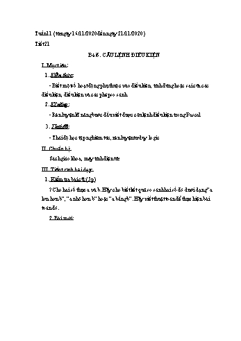 Giáo án Tin học Lớp 8 - Tuần 11 - Nguyễn Thanh Hòa - Năm học 2020-2021
