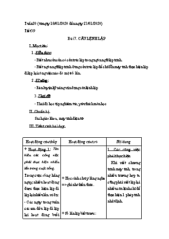 Giáo án Tin học Lớp 8 - Tuần 20 - Nguyễn Thanh Hòa - Năm học 2020-2021