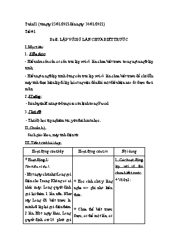 Giáo án Tin học Lớp 8 - Tuần 21 - Nguyễn Thanh Hòa - Năm học 2020-2021