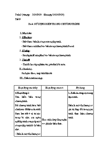 Giáo án Tin học Lớp 8 - Tuần 5 - Nguyễn Thanh Hòa - Năm học 2020-2021