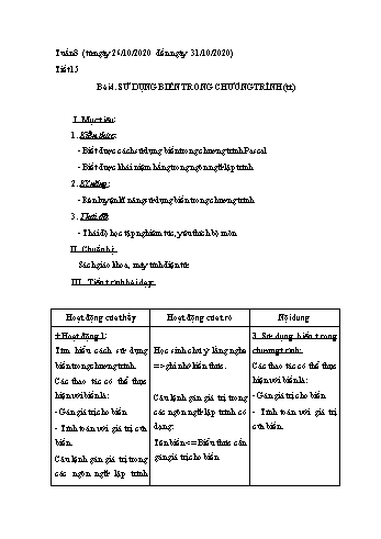 Giáo án Tin học Lớp 8 - Tuần 8 - Nguyễn Thanh Hòa - Năm học 2020-2021