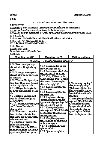 Giáo án Tin học Lớp 9 - Tuần 10 - Nguyễn Thanh Hòa - Năm học 2020-2021