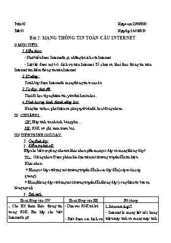 Giáo án Tin học Lớp 9 - Tuần 2 - Nguyễn Thanh Hòa - Năm học 2020-2021