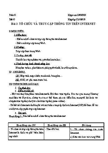 Giáo án Tin học Lớp 9 - Tuần 3 - Năm học 2020-2021