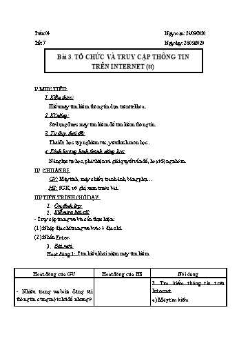 Giáo án Tin học Lớp 9 - Tuần 4 - Nguyễn Thanh Hòa - Năm học 2020-2021