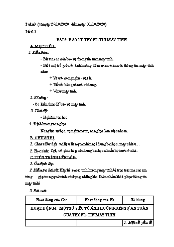 Giáo án Tin học Lớp 9 - Tuần 8 - Nguyễn Thanh Hòa - Năm học 2020-2021