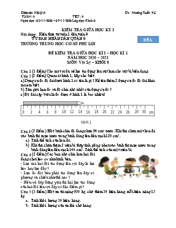 Giáo án Vật lí Lớp 6 - Tuần 9 - Hoàng Tuấn Vũ - Năm học 2020-2021
