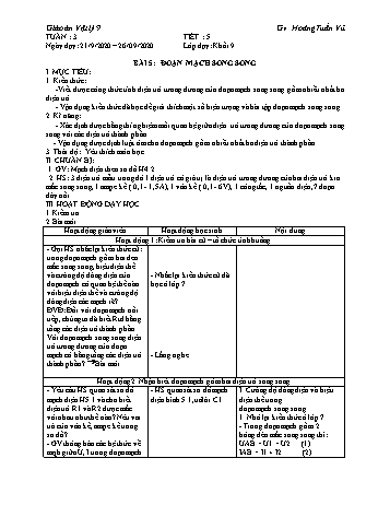 Giáo án Vật lí Lớp 9 - Tuần 3 - Hoàng Tuấn Vũ - Năm học 2020-2021