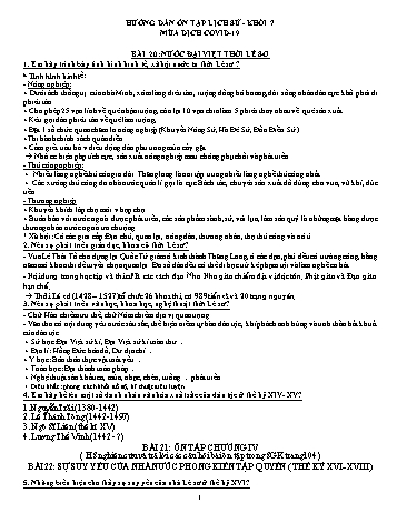 Hướng dẫn ôn tập học kì II môn Lịch sử Lớp 7