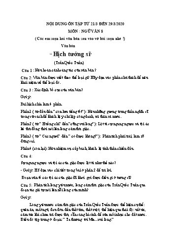 Hướng dẫn ôn tập môn Ngữ văn Lớp 8