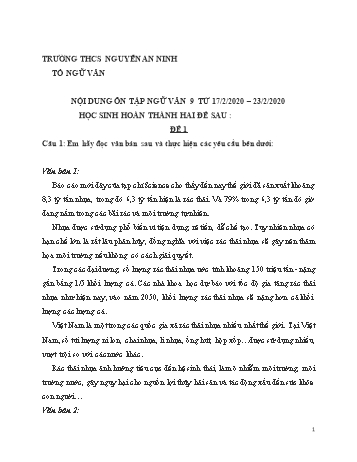 Nội dung bài học môn Sinh học Lớp 8 - Trường THCS Nguyễn An Ninh