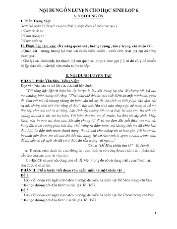Nội dung ôn luyện môn Ngữ văn Lớp 6