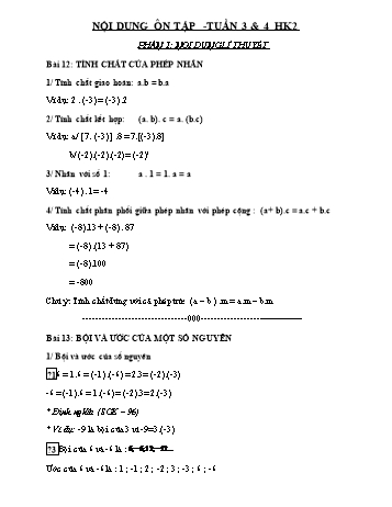 Ôn tập học kì II môn Toán Khối 6 - Tuần 3+4