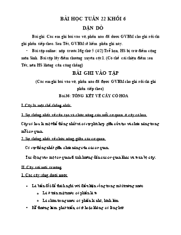 Ôn tập kiến thức môn Sinh học THCS - Tuần 22 - Năm học 2020-2021